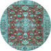 Round Persian Light Blue Traditional Rug, tr4124lblu