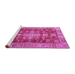 Sideview of Machine Washable Persian Pink Traditional Rug, wshtr4124pnk