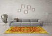 Machine Washable Persian Yellow Traditional Rug in a Living Room, wshtr4124yw