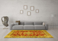 Machine Washable Persian Yellow Traditional Rug, wshtr4124yw