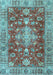 Machine Washable Persian Light Blue Traditional Rug, wshtr4124lblu