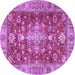 Round Machine Washable Persian Purple Traditional Area Rugs, wshtr4124pur