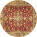 Round Machine Washable Persian Brown Traditional Rug, wshtr4124brn