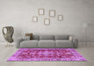 Machine Washable Persian Purple Traditional Area Rugs in a Living Room, wshtr4124pur