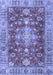 Machine Washable Persian Blue Traditional Rug, wshtr4124blu