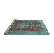 Sideview of Machine Washable Persian Light Blue Traditional Rug, wshtr4124lblu