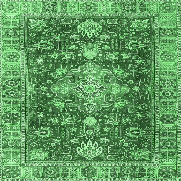 Square Persian Emerald Green Traditional Rug, tr4124emgrn