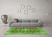 Machine Washable Persian Green Traditional Area Rugs in a Living Room,, wshtr4124grn