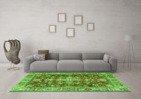 Machine Washable Persian Green Traditional Rug, wshtr4124grn