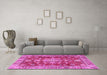 Machine Washable Persian Pink Traditional Rug in a Living Room, wshtr4124pnk