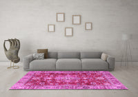 Machine Washable Persian Pink Traditional Rug, wshtr4124pnk