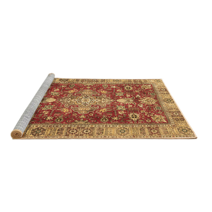 Sideview of Machine Washable Persian Brown Traditional Rug, wshtr4124brn