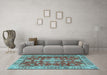 Machine Washable Persian Light Blue Traditional Rug in a Living Room, wshtr4124lblu