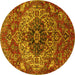 Round Medallion Yellow Traditional Rug, tr4125yw