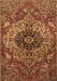 Machine Washable Medallion Brown Traditional Rug, wshtr4125brn