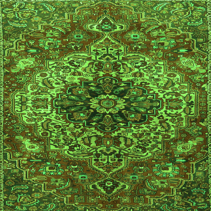 Round Machine Washable Medallion Green Traditional Area Rugs, wshtr4125grn