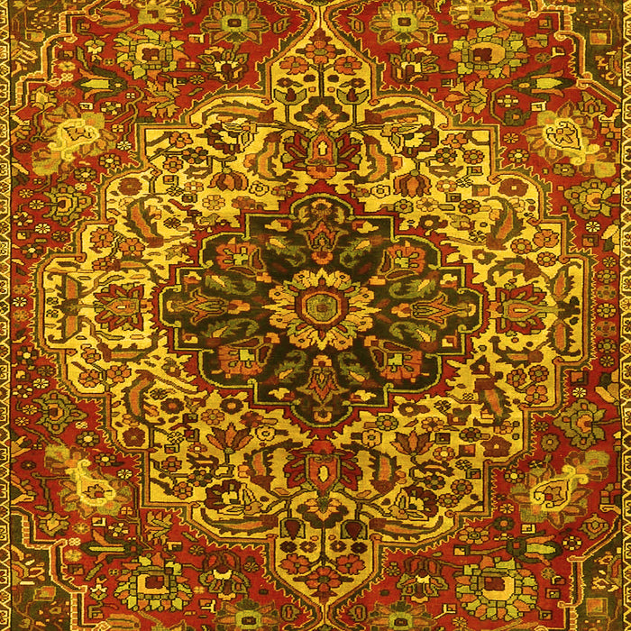 Machine Washable Medallion Yellow Traditional Rug, wshtr4125yw