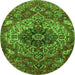 Machine Washable Medallion Green Traditional Area Rugs, wshtr4125grn
