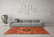 Machine Washable Medallion Orange Traditional Area Rugs in a Living Room, wshtr4125org