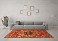 Machine Washable Medallion Orange Traditional Rug, wshtr4125org