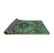 Sideview of Medallion Turquoise Traditional Rug, tr4125turq