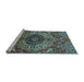 Sideview of Machine Washable Medallion Light Blue Traditional Rug, wshtr4125lblu