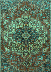 Medallion Turquoise Traditional Rug, tr4125turq