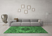 Machine Washable Medallion Emerald Green Traditional Area Rugs in a Living Room,, wshtr4125emgrn