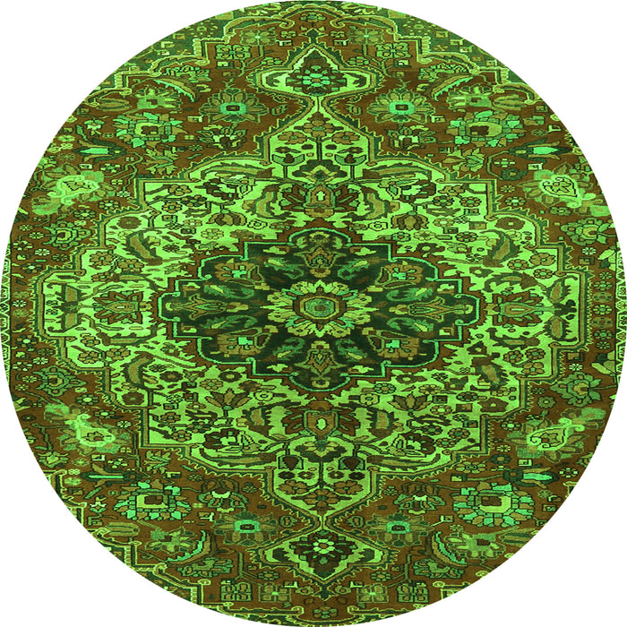 Square Medallion Green Traditional Rug, tr4125grn