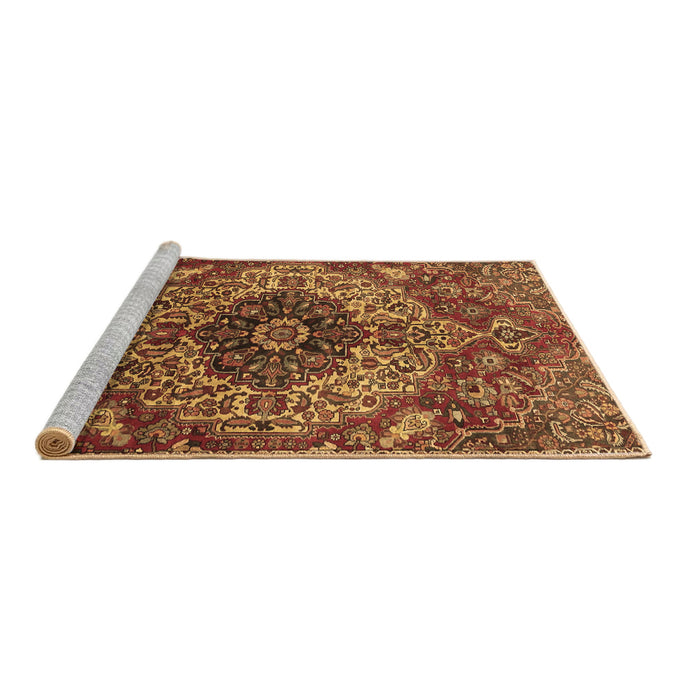Sideview of Machine Washable Medallion Brown Traditional Rug, wshtr4125brn