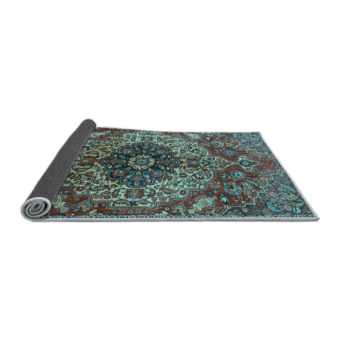 Sideview of Medallion Light Blue Traditional Rug, tr4125lblu
