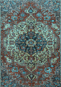 Medallion Light Blue Traditional Rug, tr4125lblu