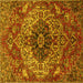 Square Medallion Yellow Traditional Rug, tr4125yw