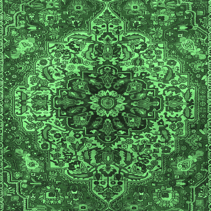 Machine Washable Medallion Emerald Green Traditional Area Rugs, wshtr4125emgrn
