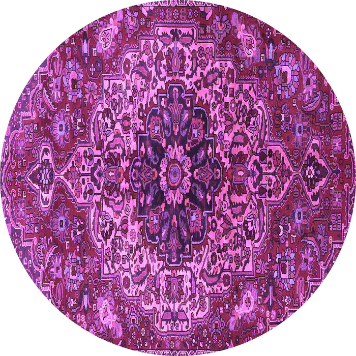 Round Medallion Purple Traditional Rug, tr4125pur