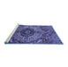 Sideview of Machine Washable Medallion Blue Traditional Rug, wshtr4125blu