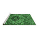 Sideview of Machine Washable Medallion Emerald Green Traditional Area Rugs, wshtr4125emgrn