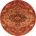 Square Medallion Orange Traditional Rug, tr4125org