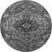 Machine Washable Medallion Gray Traditional Rug, wshtr4125gry