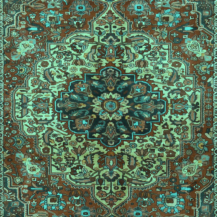 Machine Washable Medallion Turquoise Traditional Area Rugs, wshtr4125turq