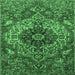 Square Machine Washable Medallion Emerald Green Traditional Area Rugs, wshtr4125emgrn