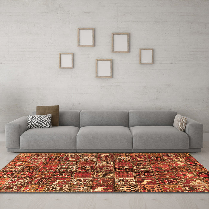 Machine Washable Persian Orange Traditional Area Rugs in a Living Room, wshtr4126org