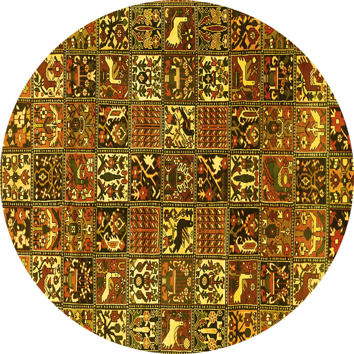 Round Persian Yellow Traditional Rug, tr4126yw