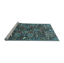 Sideview of Machine Washable Persian Light Blue Traditional Rug, wshtr4126lblu