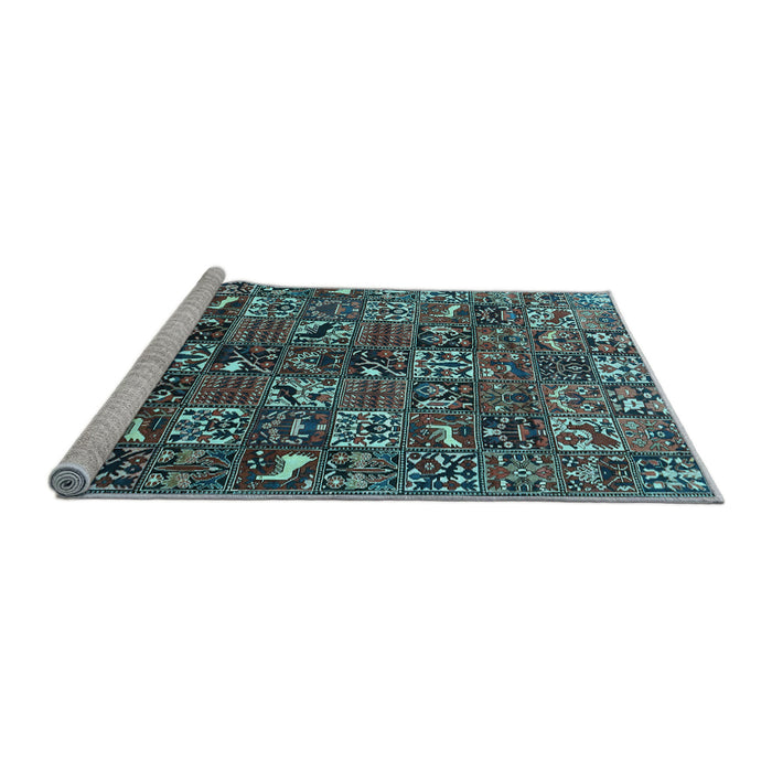 Sideview of Machine Washable Persian Light Blue Traditional Rug, wshtr4126lblu