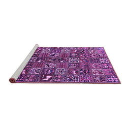 Sideview of Machine Washable Persian Purple Traditional Area Rugs, wshtr4126pur