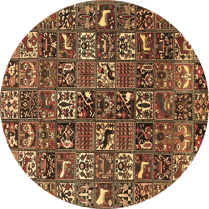 Round Persian Brown Traditional Rug, tr4126brn