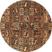 Round Persian Brown Traditional Rug, tr4126brn