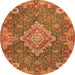 Square Medallion Orange Traditional Rug, tr4127org