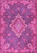 Machine Washable Medallion Pink Traditional Rug, wshtr4127pnk